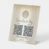 Signe De Table 2 codes QR Logo personnalisé Parties scintillant d (Recto)
