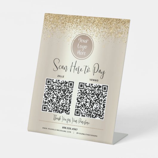 Signe De Table 2 codes QR Logo personnalisé Parties scintillant d (Recto)