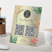 Signe De Table 2 Codes QR Paiement Ici Logo Palmier Tropical Feui (In SItu)
