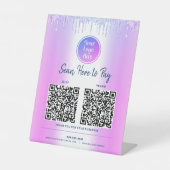 Signe De Table 2 codes QR Paiement ici Logo personnalisé Violet P (Recto)