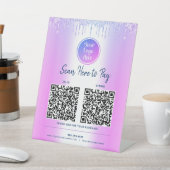 Signe De Table 2 codes QR Paiement ici Logo personnalisé Violet P (In SItu)