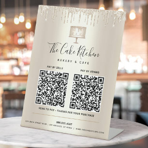 Signe De Table 2 Codes QR Payer ici Boulangerie Gâteau Doré Goutt