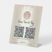 Signe De Table 2 codes QR Payez ici Parties scintillant rose or l (Recto)