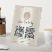 Signe De Table 2 codes QR Payez ici Parties scintillant rose or l (In SItu)