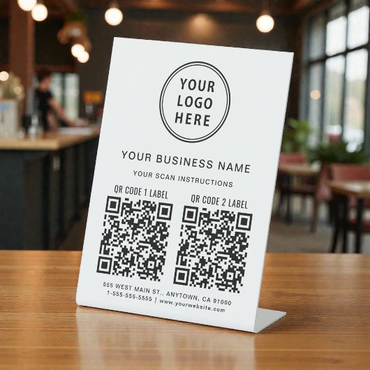 Signe De Table 2 codes QR pour logo d'entreprise