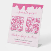 Signe De Table 2 QR Code Mobile Paiement Pink Business (Recto)