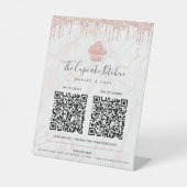 Signe De Table 2 QR Code Payer ici Parties scintillant Cupcake Ro (Recto)