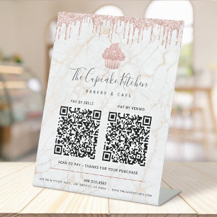 Signe De Table 2 QR Code Payer ici Parties scintillant Cupcake Ro