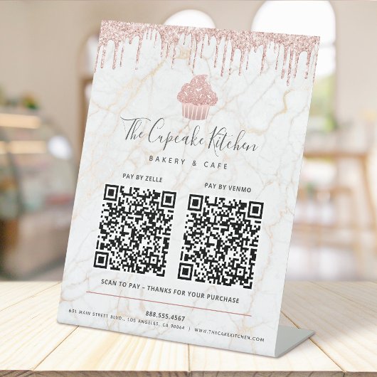 Signe De Table 2 QR Code Payer ici Parties scintillant Cupcake Ro