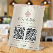 Signe De Table 2 QR Code Payer ici Pink Cupcake Parties scintilla