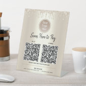 Signe De Table 2 QR Codes Payer ici Gold Parties scintillant Driv (In SItu)