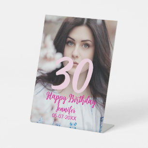 Signe De Table 30e anniversaire ajouter nom date année photo blan