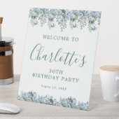Signe De Table 30e anniversaire Dusty Blue Floral Bienvenue (In SItu)