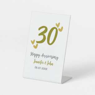 Signe De Table 30e anniversaire heureux couple de mariages gris d