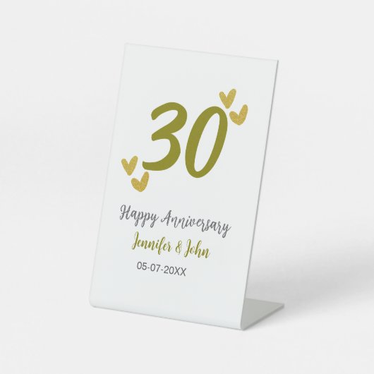Signe De Table 30e anniversaire heureux couple de mariages gris d (Recto)