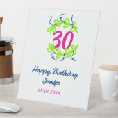 Signe De Table 30e anniversaire vert bleu couronne nom date rusti (In SItu)