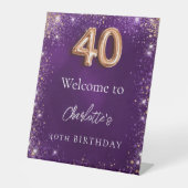 Signe De Table 40e anniversaire parties scintillant violet scinti (Recto)