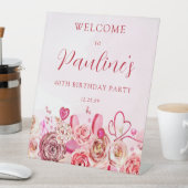 Signe De Table 40e anniversaire Rose rose Tourbillonnant Coeur Bi (In SItu)