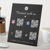 Signe De Table 4 Code QR de médias sociaux Logo noir TikTok Faceb (In SItu)