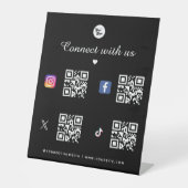 Signe De Table 4 Code QR de médias sociaux Logo noir TikTok Faceb (Recto)