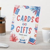 Signe De Table 4 juillet Feu d'artifice Patriotique Cartes et Cad (In SItu)