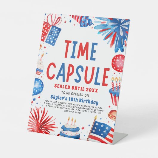 Signe De Table 4 juillet Patriotique 1er anniversaire heure Capsu (Recto)