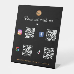 Signe De Table 4 Social Media Qr Code Gold Logo TikTok Facebook