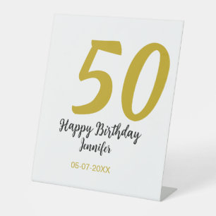 Signe De Table 50e anniversaire ajouter nom date année noire modè