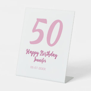 Signe De Table 50e anniversaire ajouter nom date année rose rouge