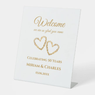 Signe De Table 50e anniversaire de Mariage Affiche de bienvenue d