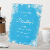 Signe De Table 50e anniversaire Snowflake Blue Welcome (In SItu)