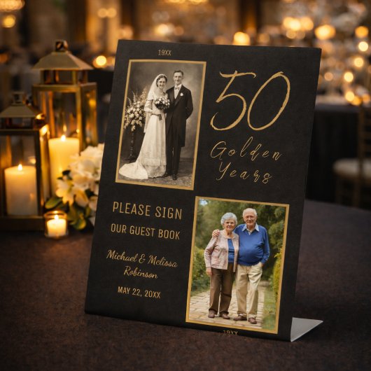 Signe De Table 50th Anniversary Guest Book Table Display Sign