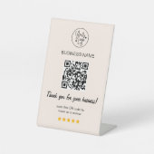 Signe De Table 5 étoiles critique QR Code Business Avis Pink (Recto)