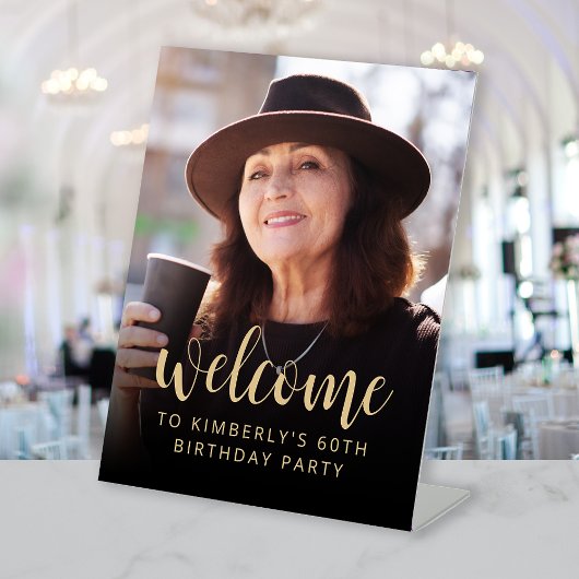 Signe De Table 60e anniversaire de fête Photo Bienvenue