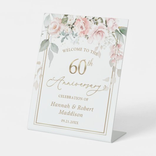 Signe De Table 60e anniversaire de Mariage Rose (Recto)