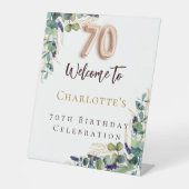 Signe De Table 70e anniversaire eucalyptus vert bienvenue (Recto)
