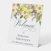 Signe De Table 70e anniversaire Jaune Daffodil Fleur sauvage Bien (Recto)