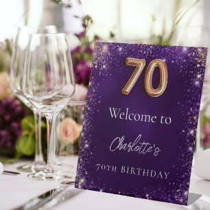 Signe De Table 70e anniversaire parties scintillant violet scinti