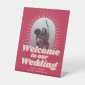 Signe De Table 70's Retro Super Viva Magenta Mariage Bienvenue (Recto)