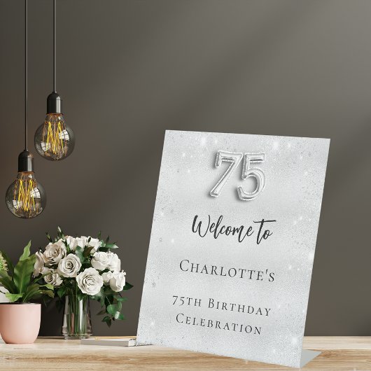 Signe De Table 75e anniversaire argent bienvenue