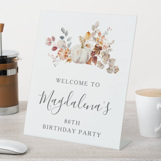 Signe De Table 80e anniversaire Citrouille de fête Automne Fleur (In SItu)