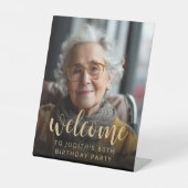 Signe De Table 80e anniversaire de la fête Photo Bienvenue (Recto)