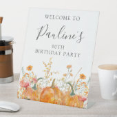 Signe De Table 90e anniversaire Citrouille Fleur sauvage Bienvenu (In SItu)