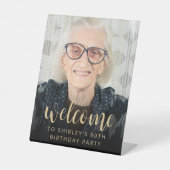 Signe De Table 90e anniversaire de la fête Photo Bienvenue (Recto)