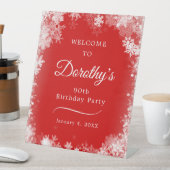 Signe De Table 90e Anniversaire Feu de neige Bienvenue rouge (In SItu)