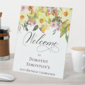 Signe De Table 90e anniversaire Jaune Daffodil Fleur sauvage Bien (In SItu)