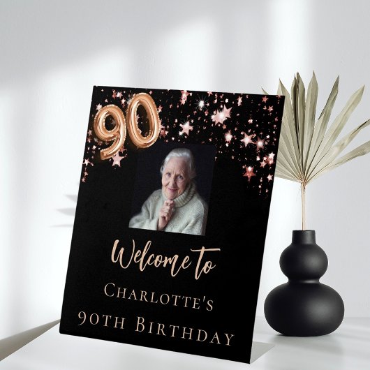 Signe De Table 90e anniversaire noir rose or photo star accueil