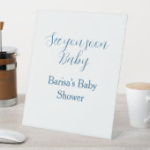 Signe De Table à bientôt baby shower bleu nom date simple (In SItu)