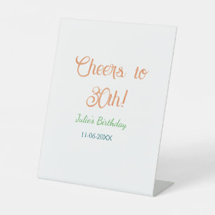 Signe De Table À la 30e anniversaire nom date orange vert bleu