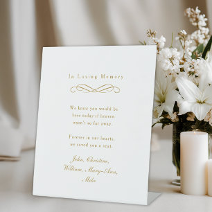 Signe De Table "À la mémoire chérie" Élégant mémorial de mariage